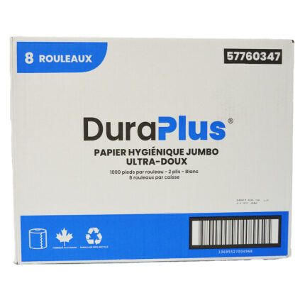 DURAPLUS® – 2PLY JUMBO TOILET TISSUE 1000FT – 8ROLLS/CS