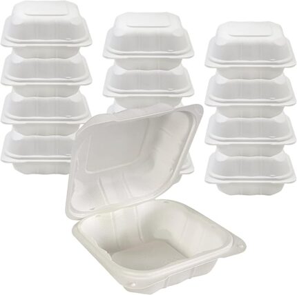 6" X 6" MFPP WHITE HINGED MICROWAVABLE CONTAINER - 250 PCS/CS