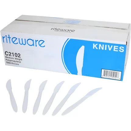 RITEWARE WHITE POLYPROPYLENE - WHITE KNIVES - 1000CS